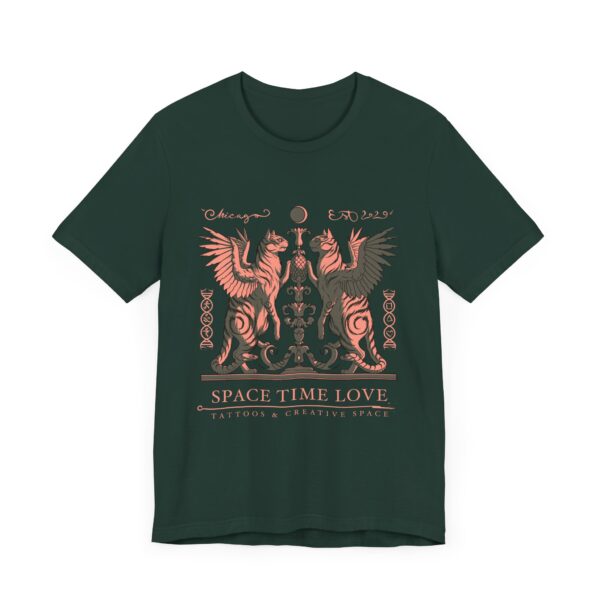 Feline Guard of the Pine Cone" 2025 Space Time Love T-shirt by An Aquarian Realm - Image 7